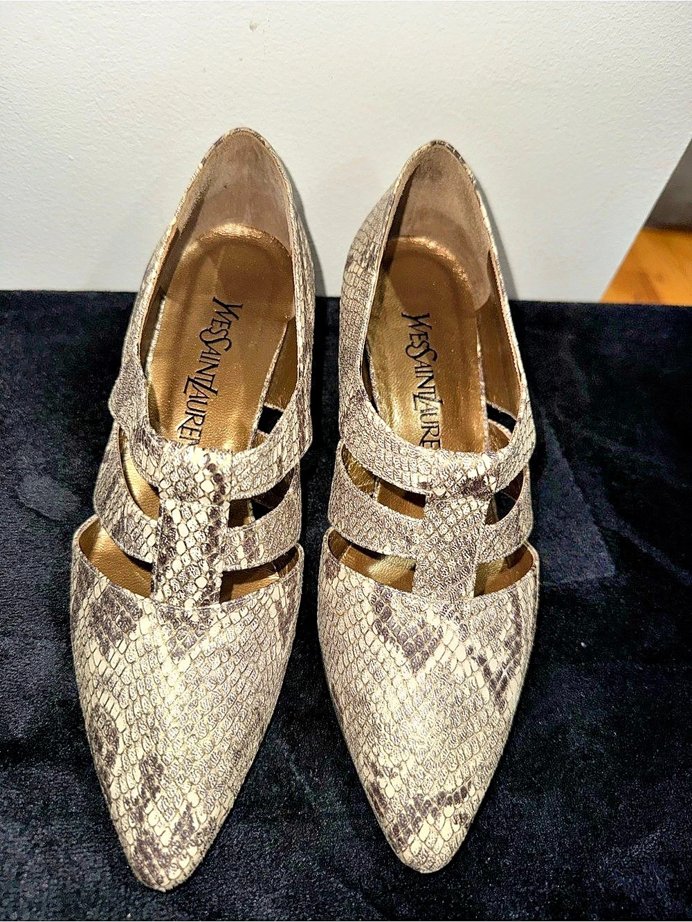 Yves Saint Laurent Snakeskin-Print Heels